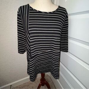 Habitat Clothes To Live In Stripe Print Short Sleeve Blouse Shirt Top